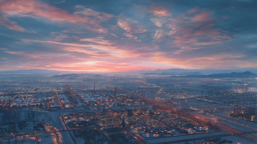 Aerial view of Aligned Data Centers campus during the BlackRock Aligned Data Centers acquisition.