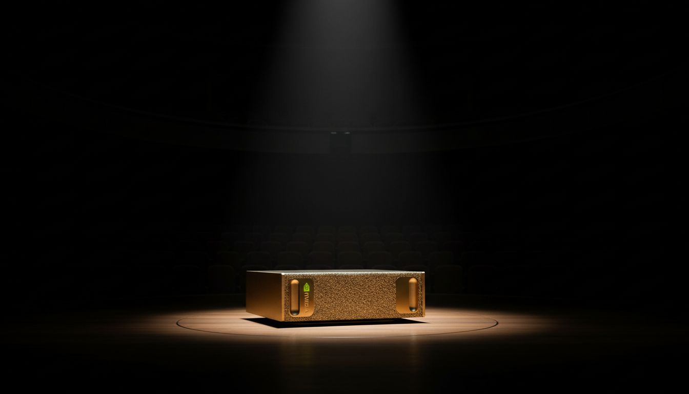 Nvidia DGX Spark mini PC AI supercomputer on desk showing compact form factor and ports