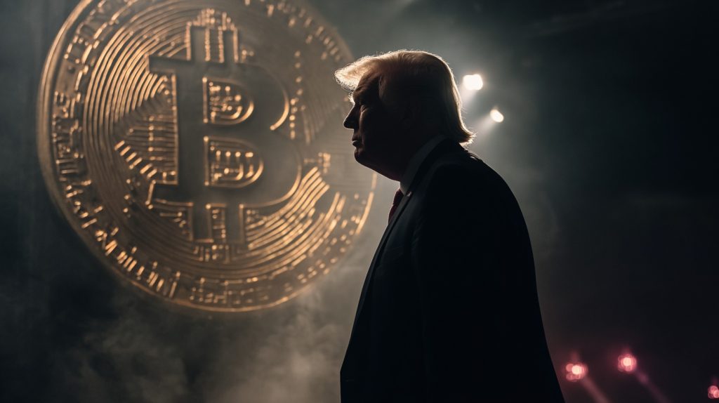 Trump Bitcoin investment strategy visualization showing cryptocurrency and presidential policy intersection