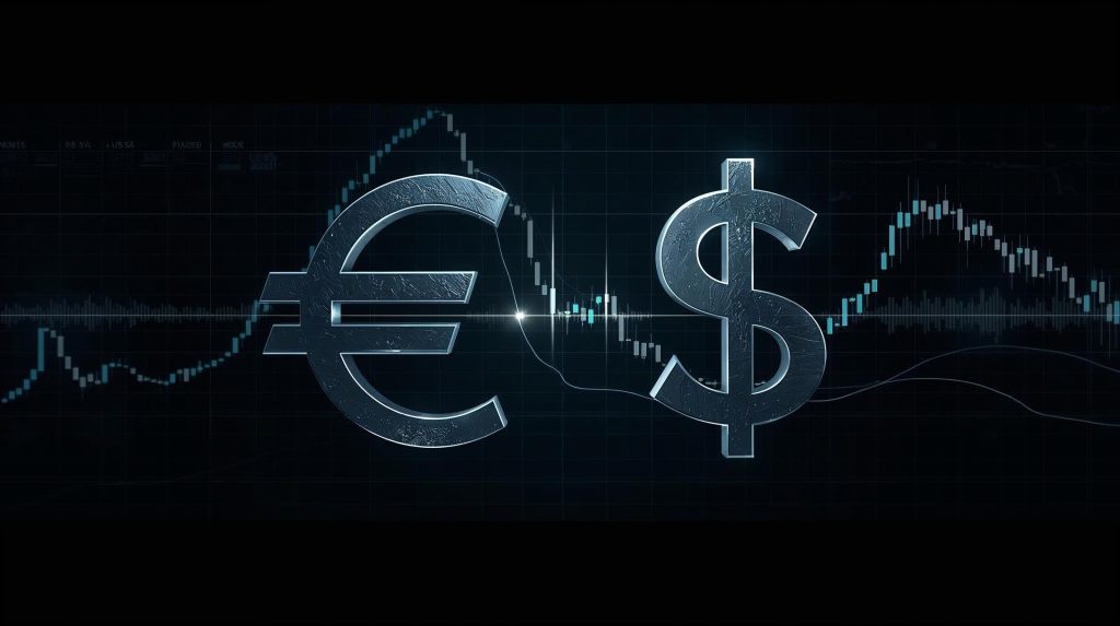 EUR/USD live exchange rate header with euro and dollar symbols and market data