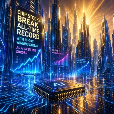 Chip Stocks Break All-Time Record With 16-Day Winning Streak as AI Spending Surges