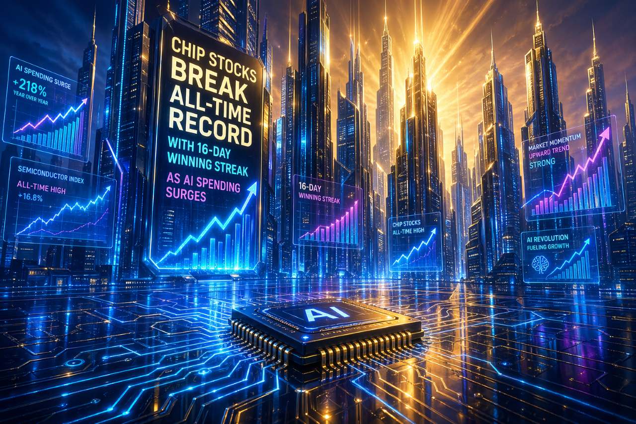Chip Stocks Break All-Time Record With 16-Day Winning Streak as AI Spending Surges