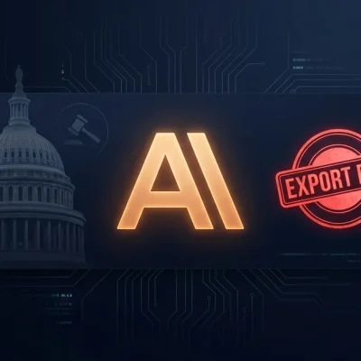 Anthropic logo with U.S. Capitol dome and export ban seal representing Congressional investigation into AI model export controls
